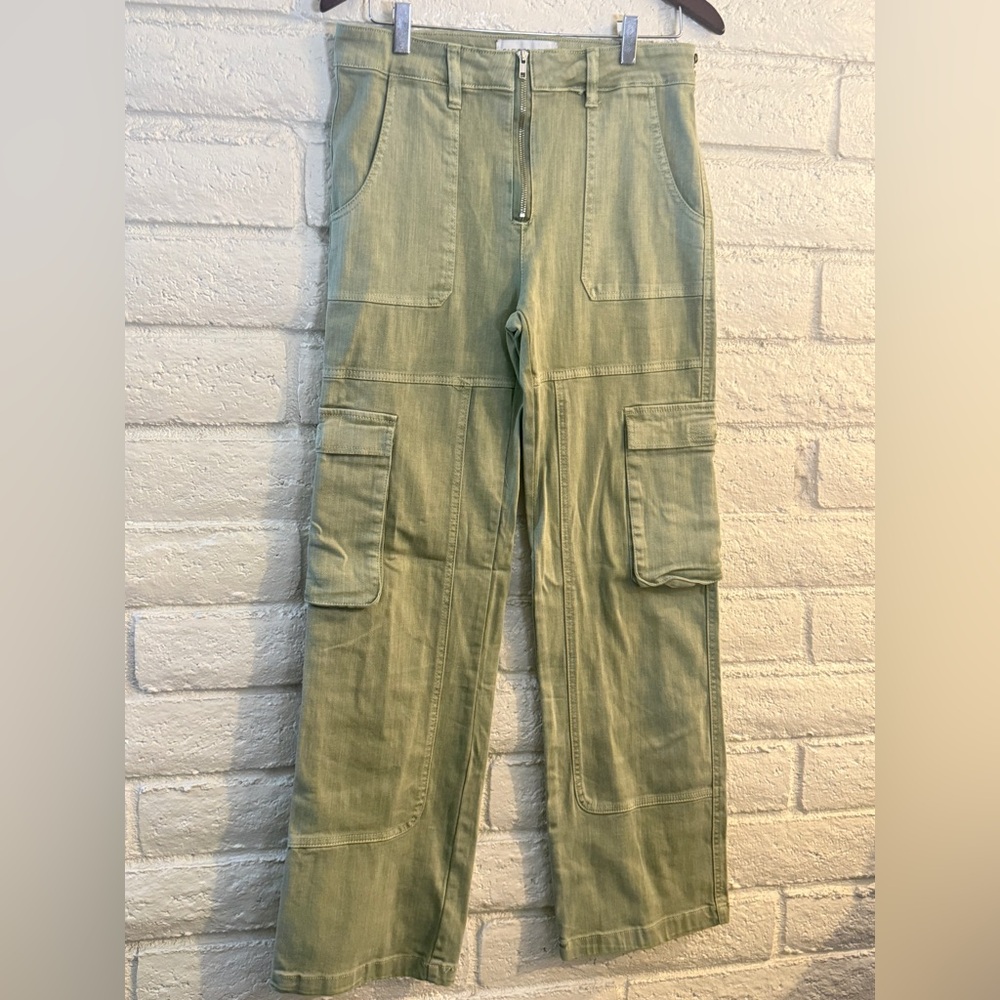 Fashion Nova Olive Green Cargo Pants High Rise Utility Wide Leg Size M - Picture 2 of 7